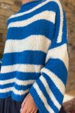 Made in Italy Big Softie Stripe Shortie Knit Cyan